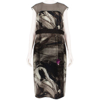 Alberta Ferretti silk satin shift dress in an abstract pattern