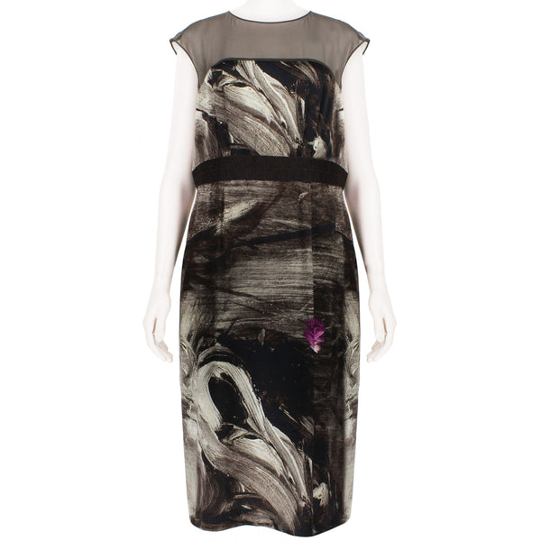 Alberta Ferretti silk satin shift dress in an abstract pattern
