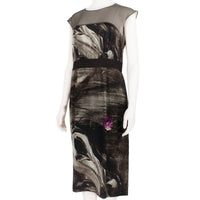Alberta Ferretti silk satin shift dress in an abstract pattern