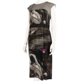 Alberta Ferretti silk satin shift dress in an abstract pattern