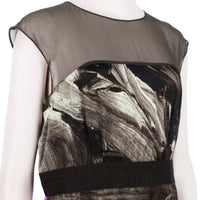 Alberta Ferretti silk satin shift dress in an abstract pattern