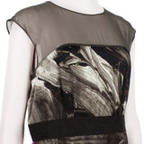 Alberta Ferretti silk satin shift dress in an abstract pattern