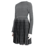 Alaia signature skater dress in a luxurious black and white patterned knit