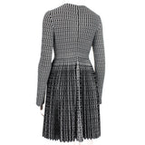 Alaia signature skater dress in a luxurious black and white patterned knit