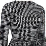 Alaia signature skater dress in a luxurious black and white patterned knit