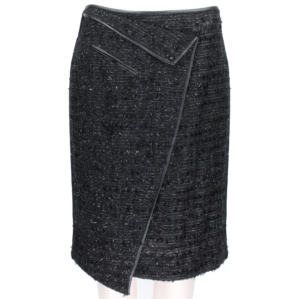 Erdem tweed skirt in black and shimmering onyx black