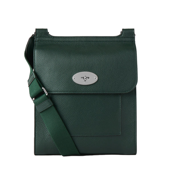 Mulberry grained leather crossbody Antony bag in green&nbsp;