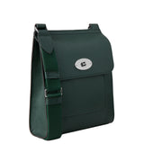 Mulberry grained leather crossbody Antony bag in green&nbsp;