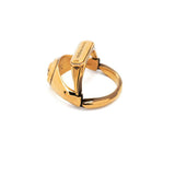 Alexander McQueen hinged double signet ring in a gold tone finish