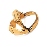 Alexander McQueen hinged double signet ring in a gold tone finish