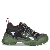 Gucci Flashtrek trainers in khaki green and black with multicoloured accents