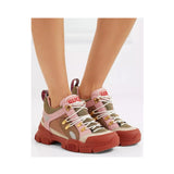 Gucci Flashtrek trainers in pink and rust with multicoloured accents