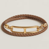 Hermes Roulis Double Tour Bracelet in tan and rose gold