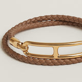 Hermes Roulis Double Tour Bracelet in tan and rose gold