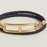Hermes Roulis Double Tour Bracelet in black and gold