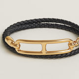 Hermes Roulis Double Tour Bracelet in black and gold