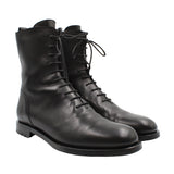 A black leather ankle boot in black leather by Manolo Blahnik