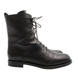 A black leather ankle boot in black leather by Manolo Blahnik