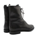 A black leather ankle boot in black leather by Manolo Blahnik