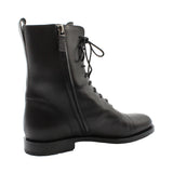 A black leather ankle boot in black leather by Manolo Blahnik