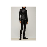 A black leather ankle boot in black leather by Manolo Blahnik