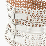 Alaia Vienne corset belt in white signature perforated leather