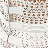 Alaia Vienne corset belt in white signature perforated leather