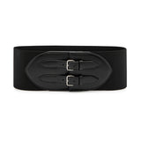Alaia buckled leather corset belt in black calf leather