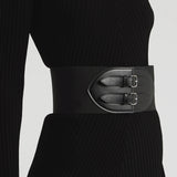 Alaia buckled leather corset belt in black calf leather