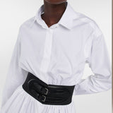 Alaia buckled leather corset belt in black calf leather