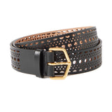 Alaia Vienne black belt in signature perforated leather