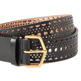 Alaia Vienne black belt in signature perforated leather