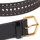 Alaia Vienne black belt in signature perforated leather