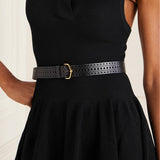 Alaia Vienne black belt in signature perforated leather