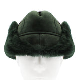 Paul Smith trapper hat in a dark green tone suede finish