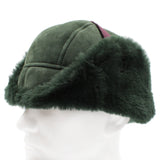 Paul Smith trapper hat in a dark green tone suede finish