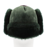Paul Smith trapper hat in a dark green tone suede finish