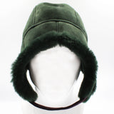 Paul Smith trapper hat in a dark green tone suede finish