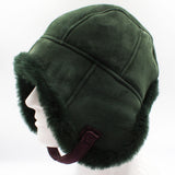 Paul Smith trapper hat in a dark green tone suede finish
