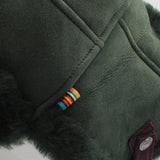 Paul Smith trapper hat in a dark green tone suede finish