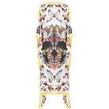 Alexander McQueen finely woven semi sheer kaftan with skull and butterfly patterning