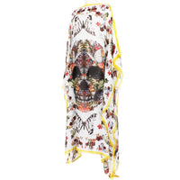 Alexander McQueen finely woven semi sheer kaftan with skull and butterfly patterning