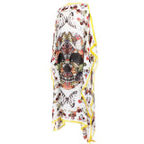 Alexander McQueen finely woven semi sheer kaftan with skull and butterfly patterning