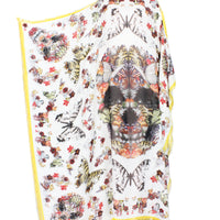 Alexander McQueen finely woven semi sheer kaftan with skull and butterfly patterning