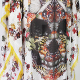 Alexander McQueen finely woven semi sheer kaftan with skull and butterfly patterning