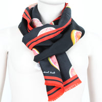 Paul Smith silk satin scarf in a juicy fruits grapefruit and glacier cherry photoprint