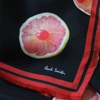 Paul Smith silk satin scarf in a juicy fruits grapefruit and glacier cherry photoprint