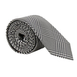Paul Smith Prince of Wales check patterned silk tie black pale grey