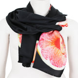 Paul Smith silk satin scarf in a juicy fruits grapefruit and glacier cherry pattern