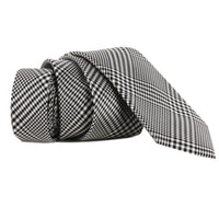 Paul Smith Prince of Wales check patterned silk tie black pale grey